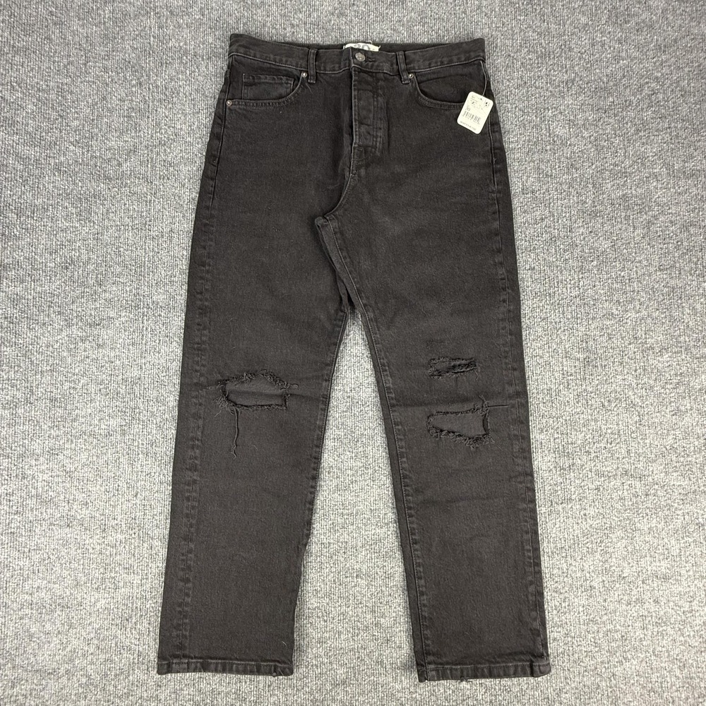 Free People Jeans‎ Womens 30 Black Magic High Rise Straight Distressed Pants